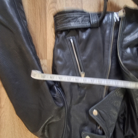NWT Blue Black 100% Leather Biker Jacket ASOS - Picture 6 of 8